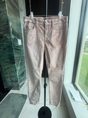 7 For All Mankind Velvet Ankle Skinny Pants Pretty Peachy Pink Color-Size 26